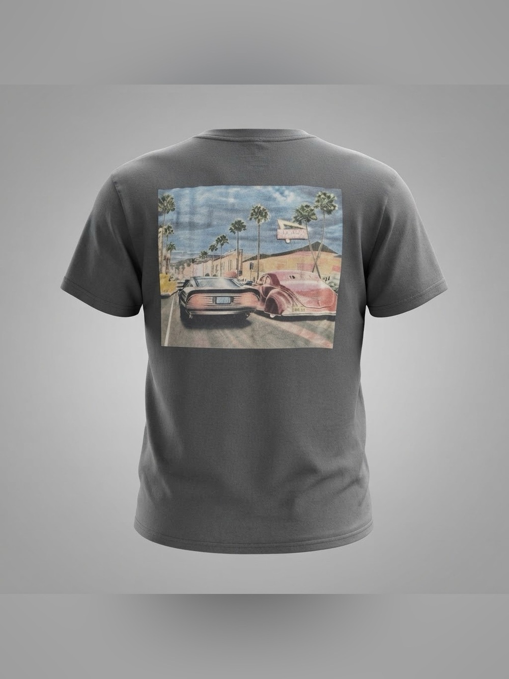 In-N-Out Burger California Classic Car Back Print T-Shirt Gray Men Size Large